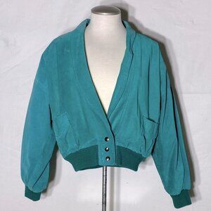 Vintage Daniel Marcus Cropped Teal Suede 90s Jacket  M